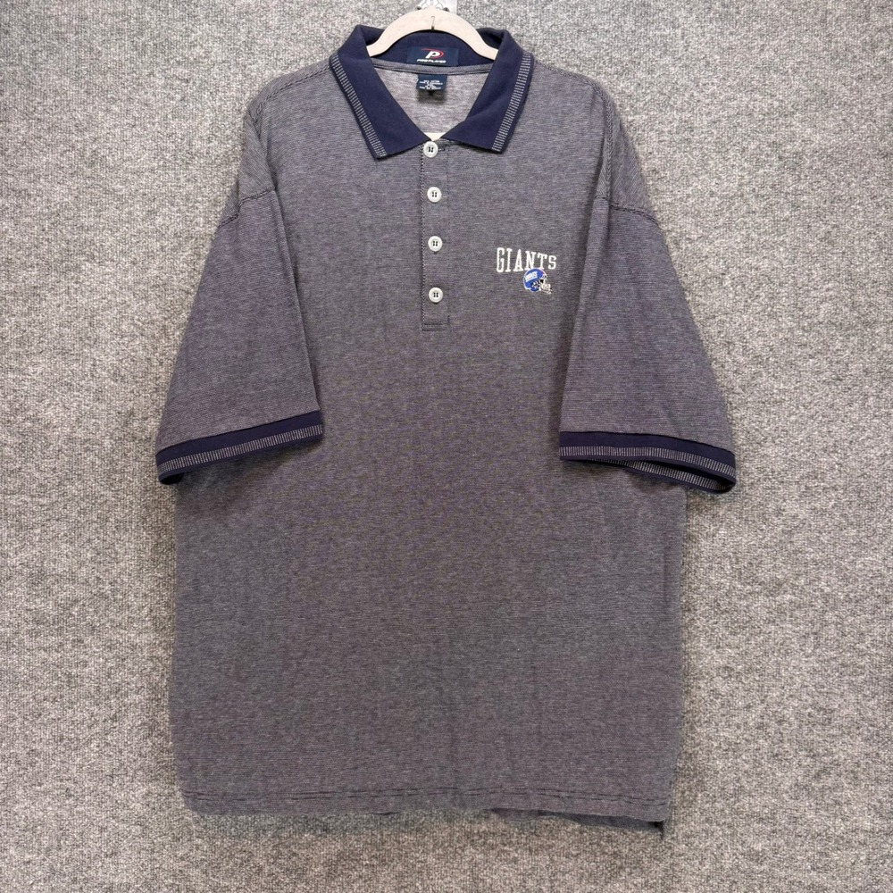 NY Giants Shirt Mens XXL Blue Pro Player Polo Embroidered Logo NFL Vintage
